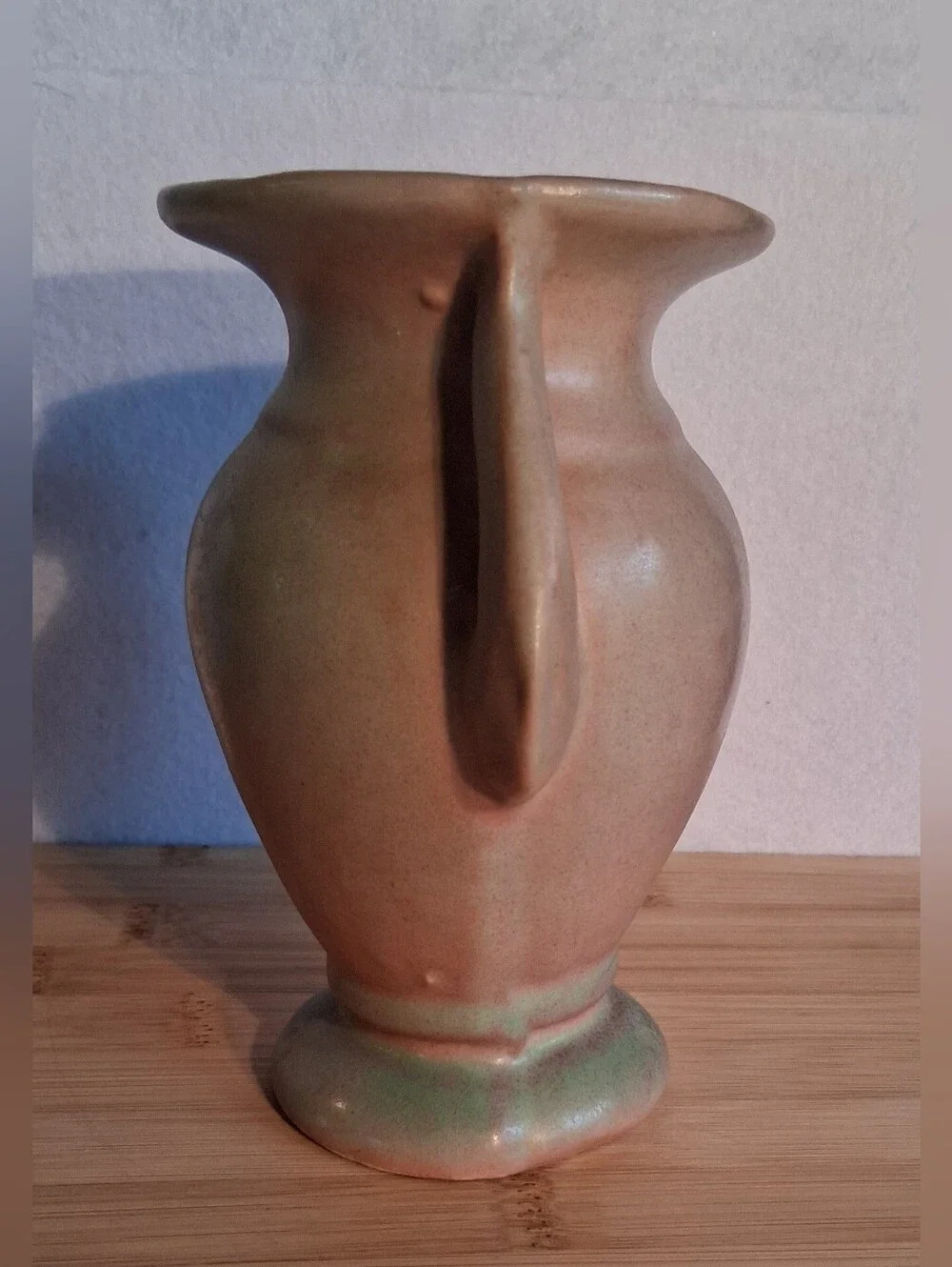 Vintage Niloak Pottery Two Handled Vase Pink & Green